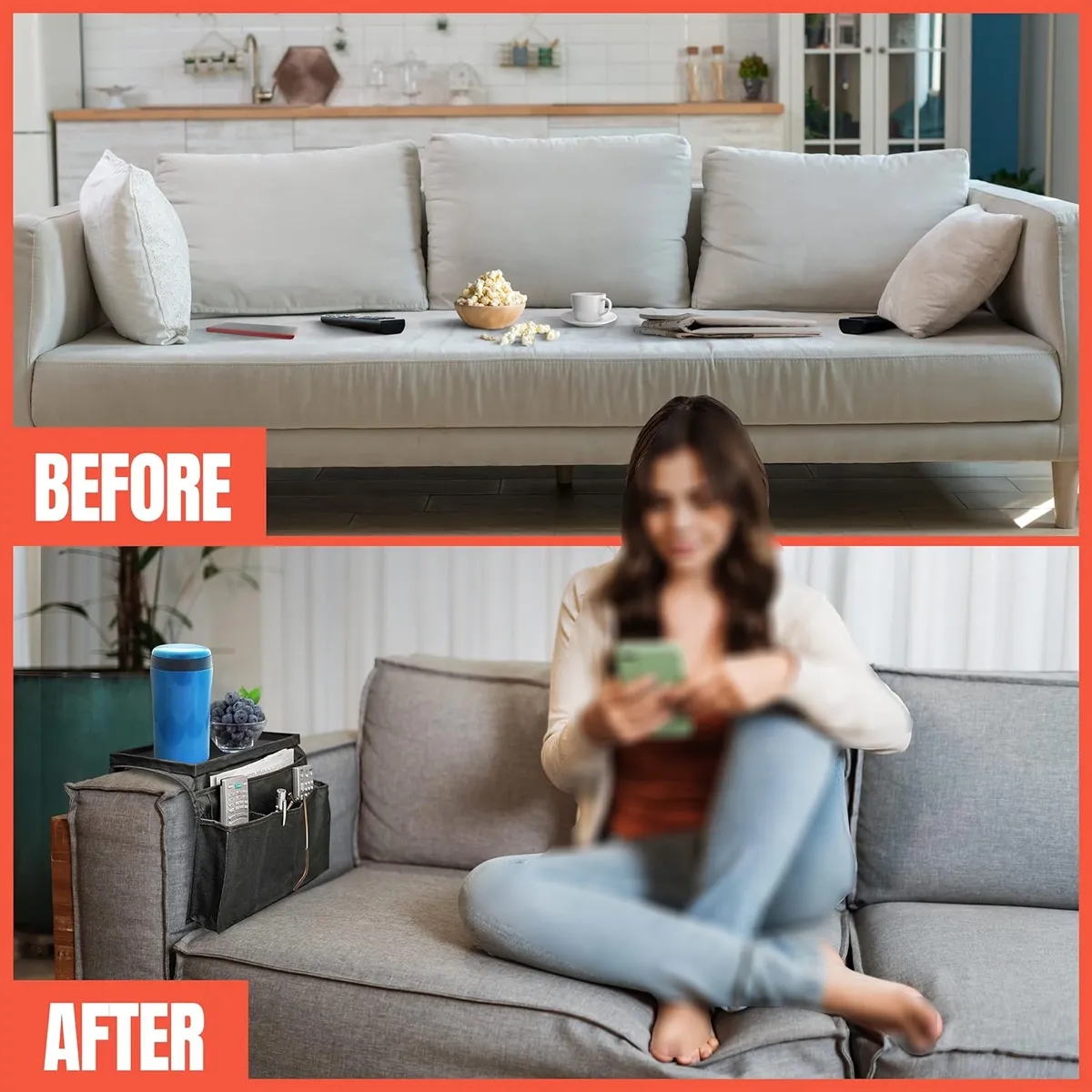 Sofa Armrest Organizer with Cup Holder 5