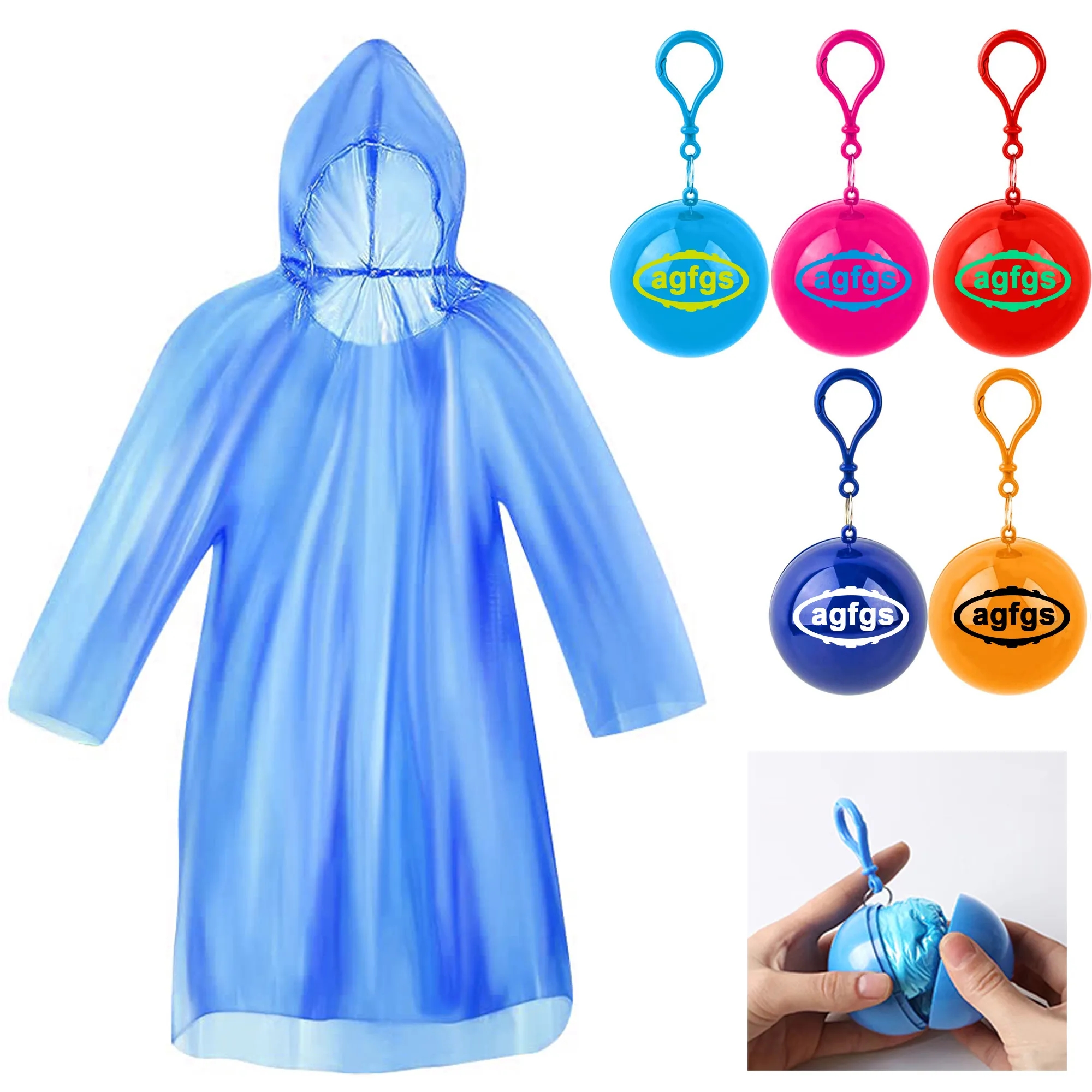 Disposable Raincoat Poncho Portable Ball Keychain 3