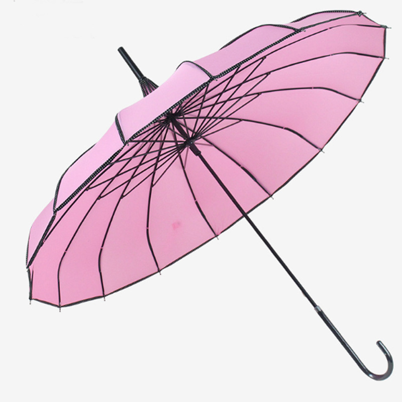 Straight Pole Curved Handle Pagoda Umbrella 8