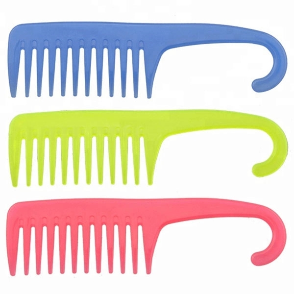 Plastic Wide Tooth Hair Comb with Hook 2