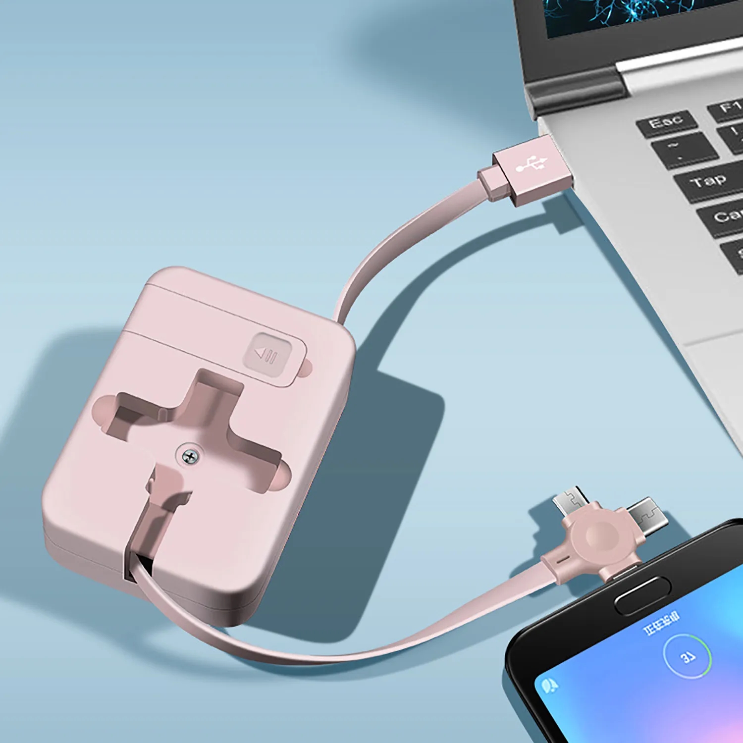 Multifunction 3-in-1 Charging Cables Mirror Phone holder 5