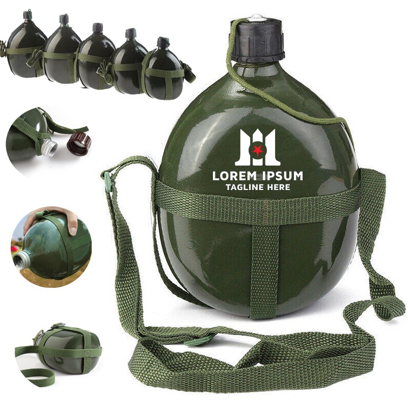 32oz/1L Army Green Classical Aluminum Water Bottle, custom water bottle with logo imprint 2