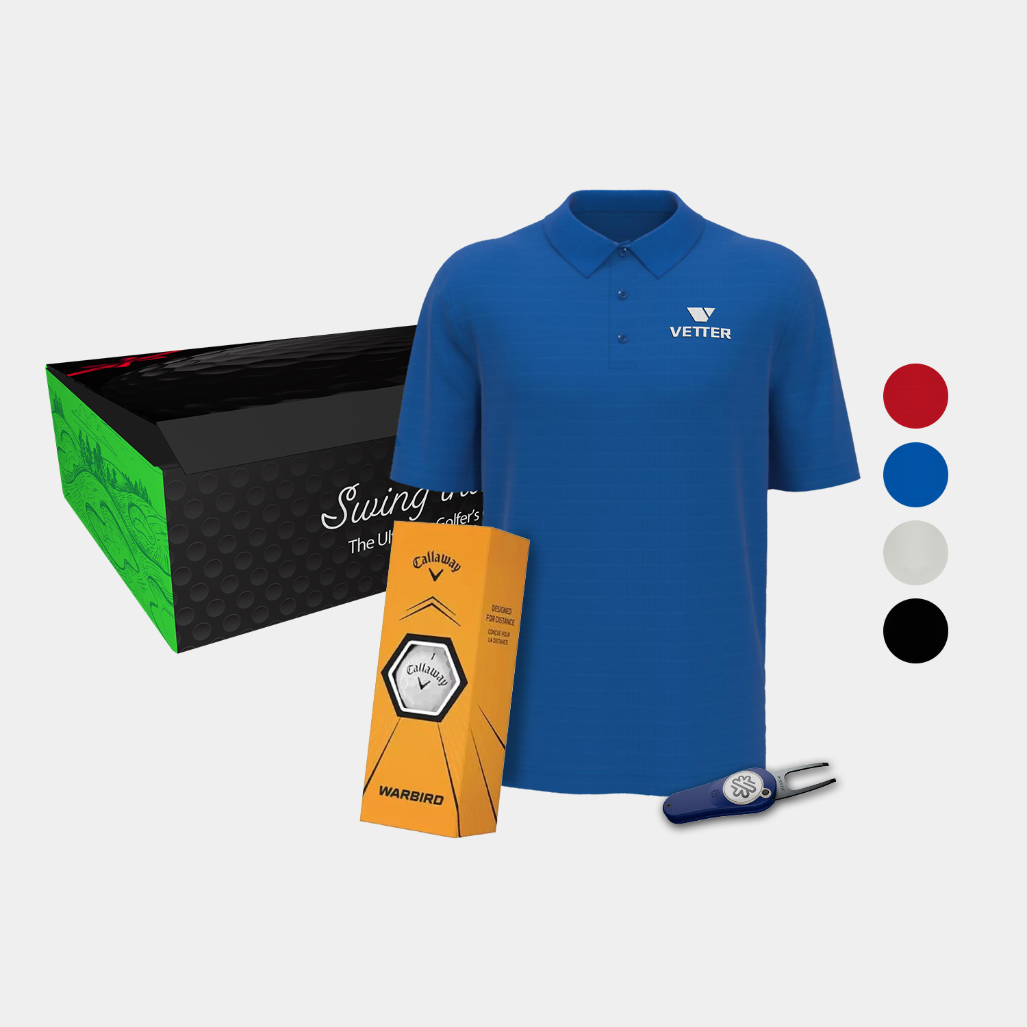 Callaway® Men's Golf Polo Shirt, Warbird Golf Balls & Pitchfix® 2.5 Golf Divot Tool Gift Set 12