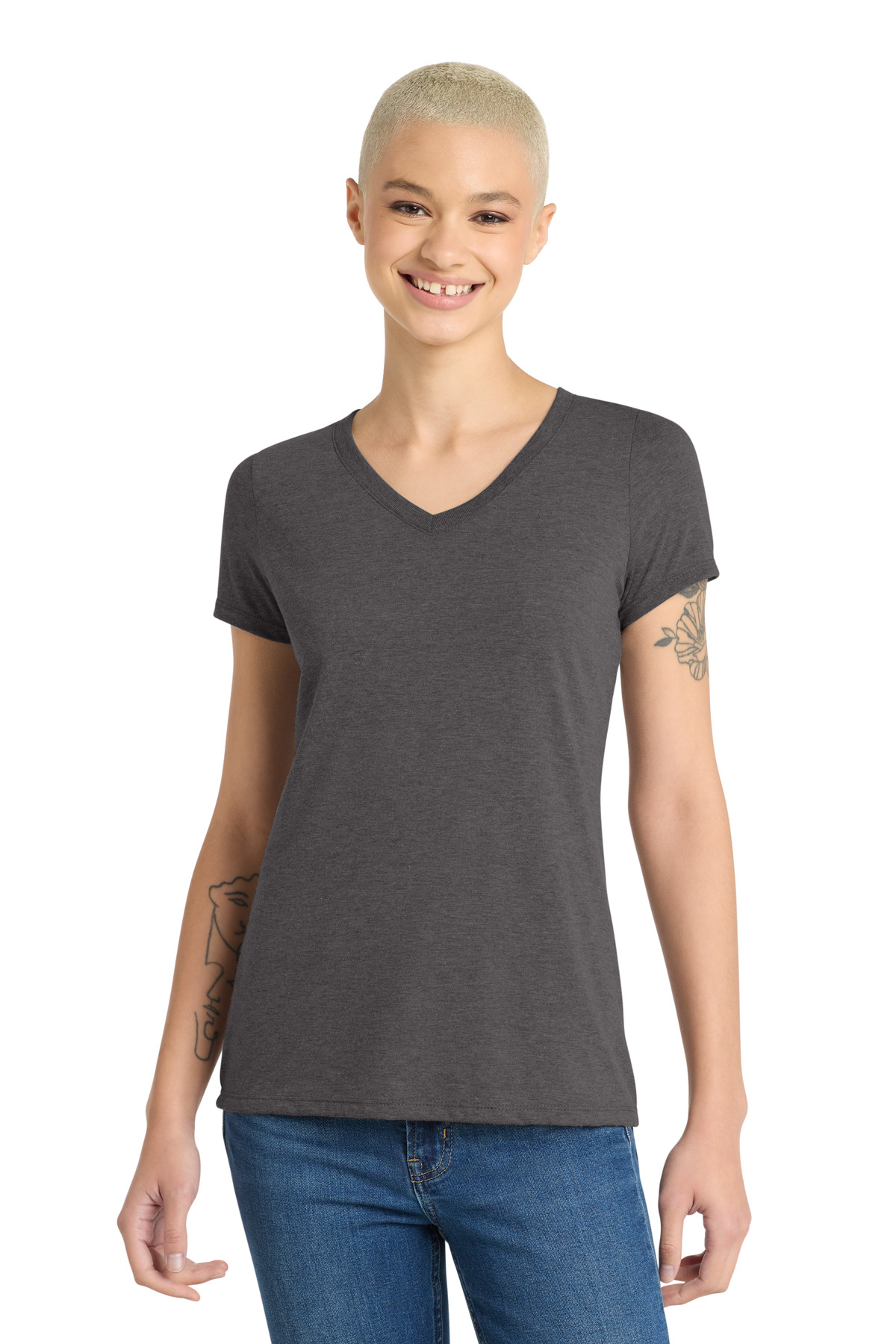 District Women's Perfect Tri V-Neck Tee. DM1350L 20