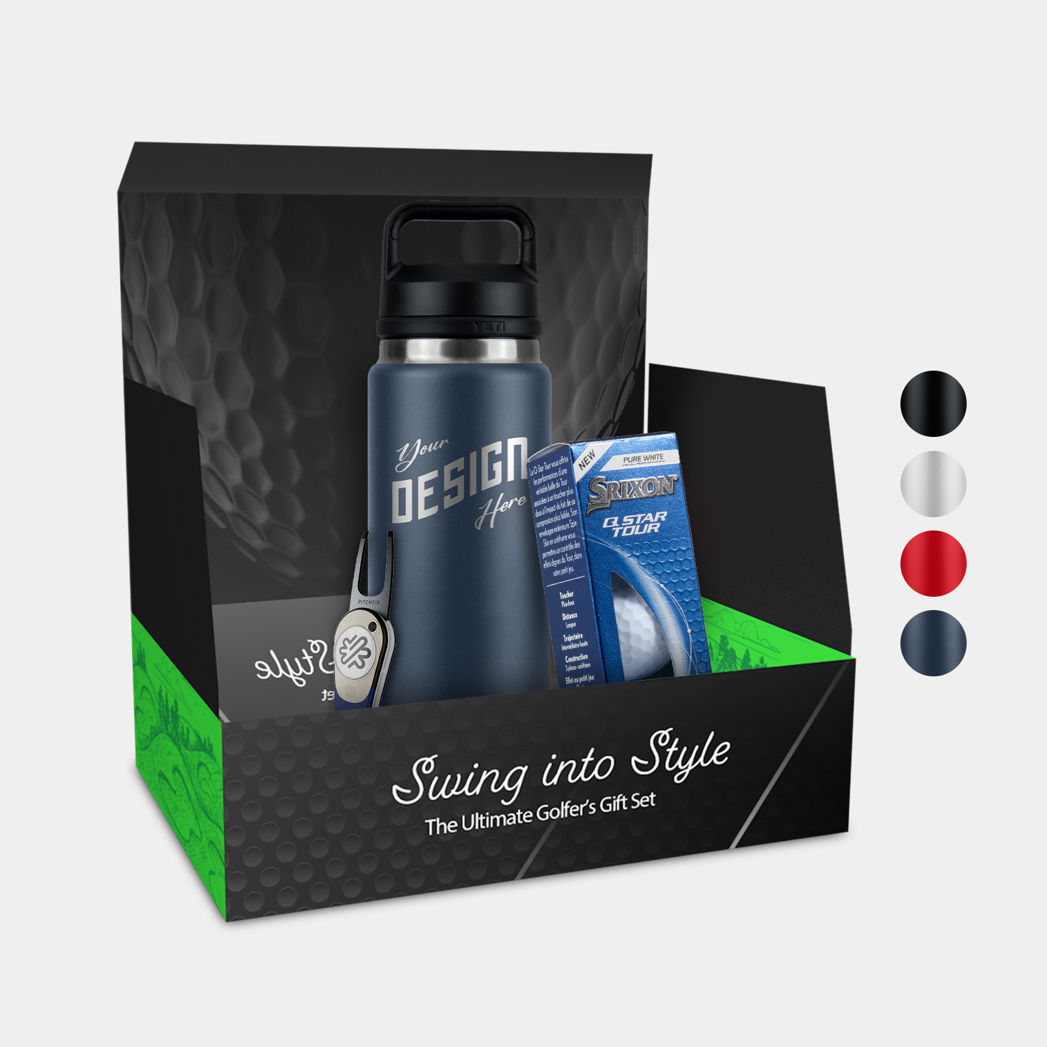 26 Oz YETI® SS Water Bottle, Srixon® Golf Balls & Pitchfix® Icon Divot Tool Gift Set, custom water bottle with logo imprint 3