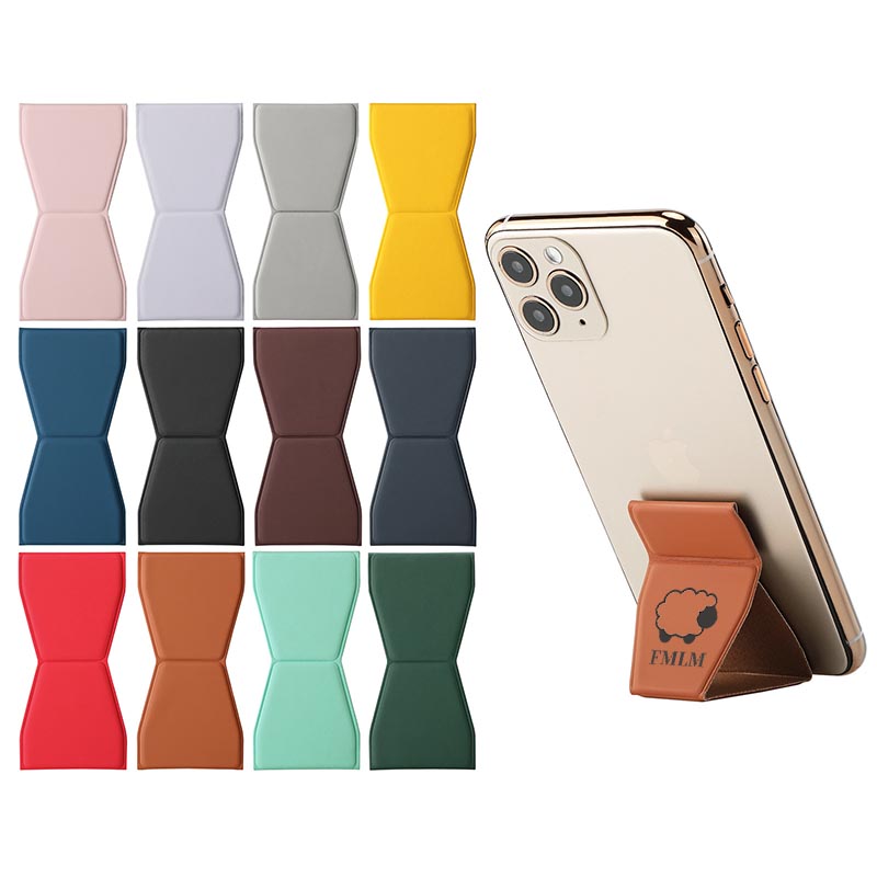 PU Leather Functional Cell Phone Grip Stand 3