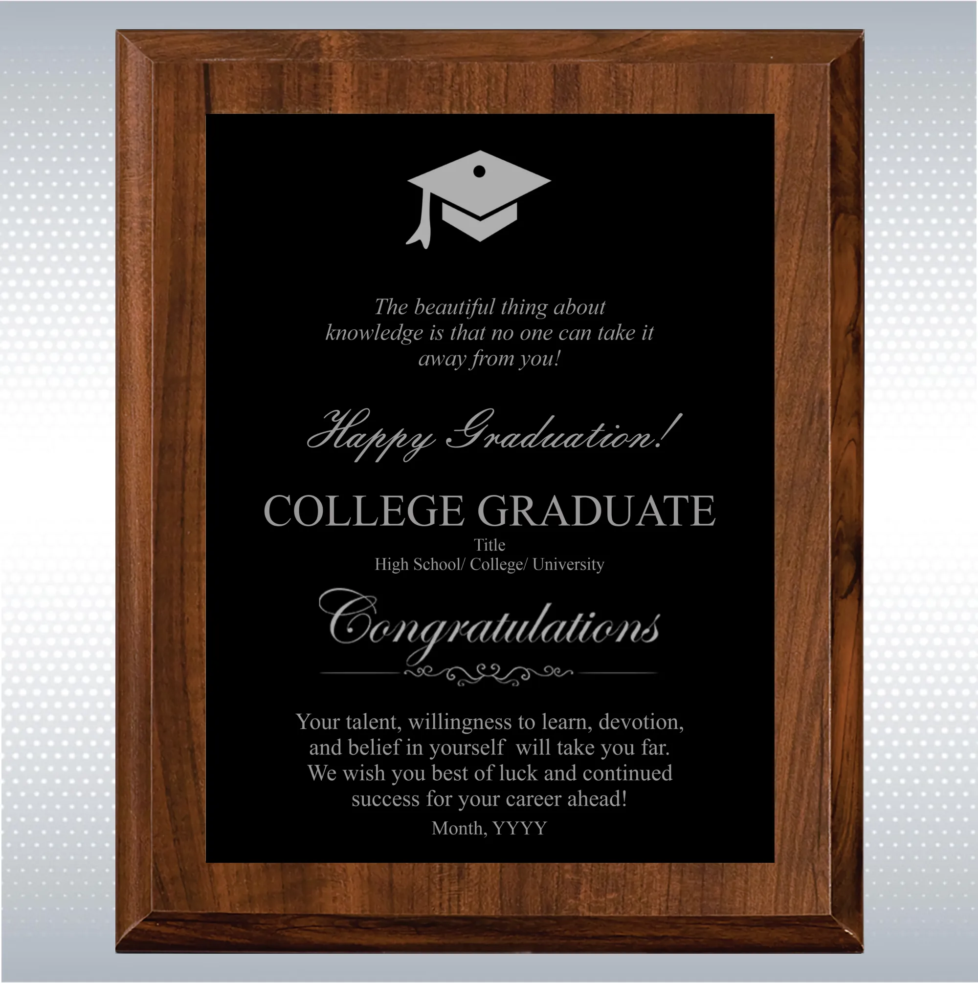 Cherry Finish Graduation Gift Plaque Award 21
