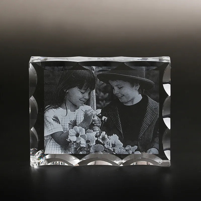 Engraved Photo Frame Crystal Block 3