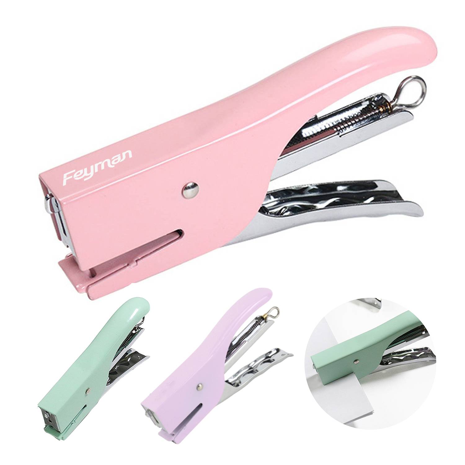 Macaron Color Handheld Desktop Metal Stapler 1