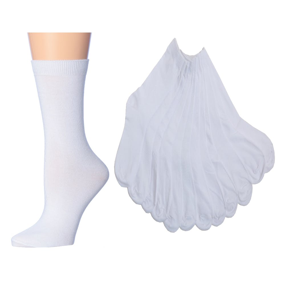 Women's Crew Socks - 3 Pack White Size 9-11 2