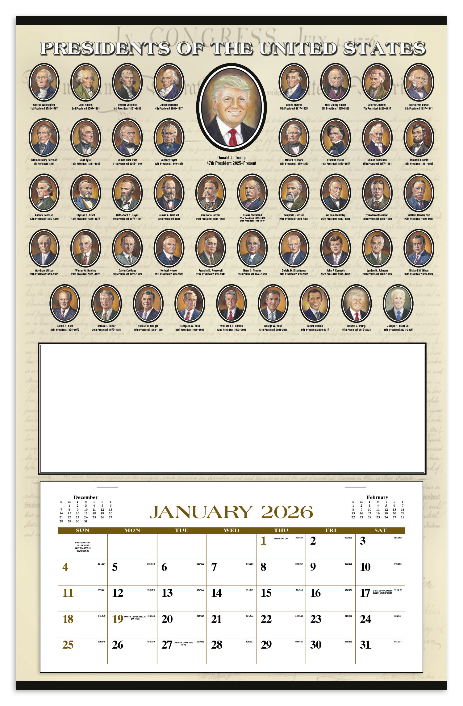 Triumph® Calendars Presidents Hanger 12-Month Calendar 3