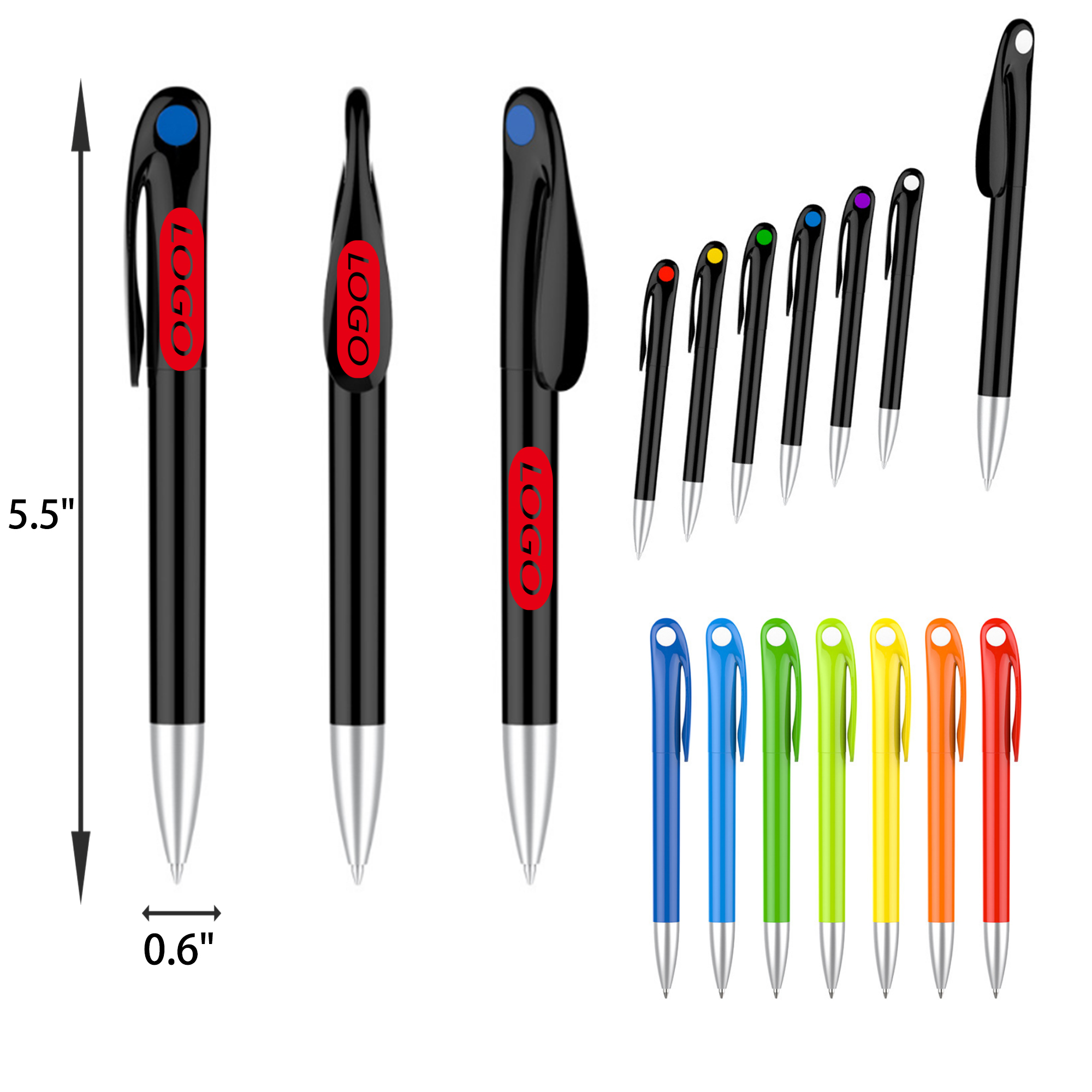 Durable Clip Plastic Black Ballpoint Pen 11