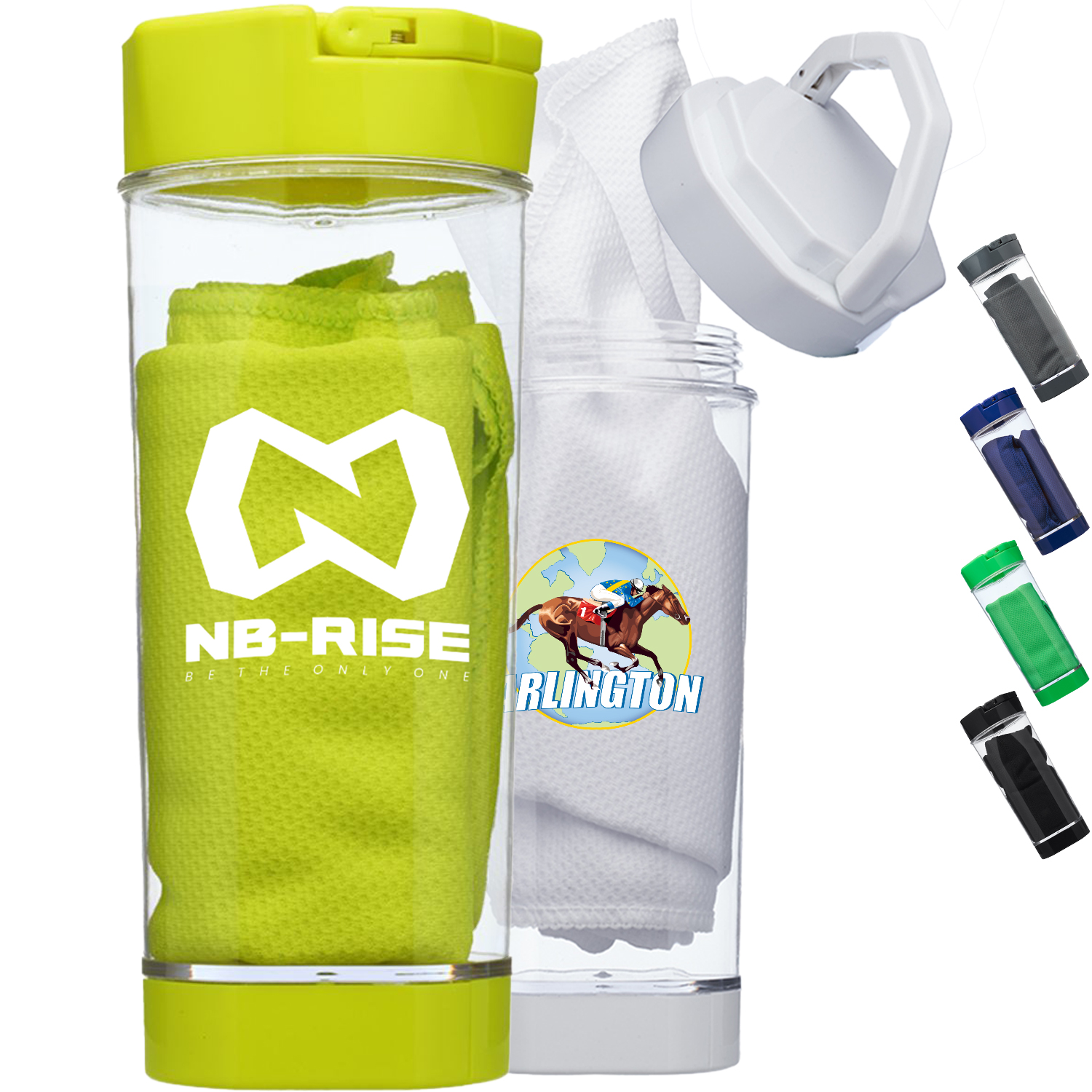 2-in-1 Cool Down Sports Kits Bottle w/ Towel & Phone Holder 2
