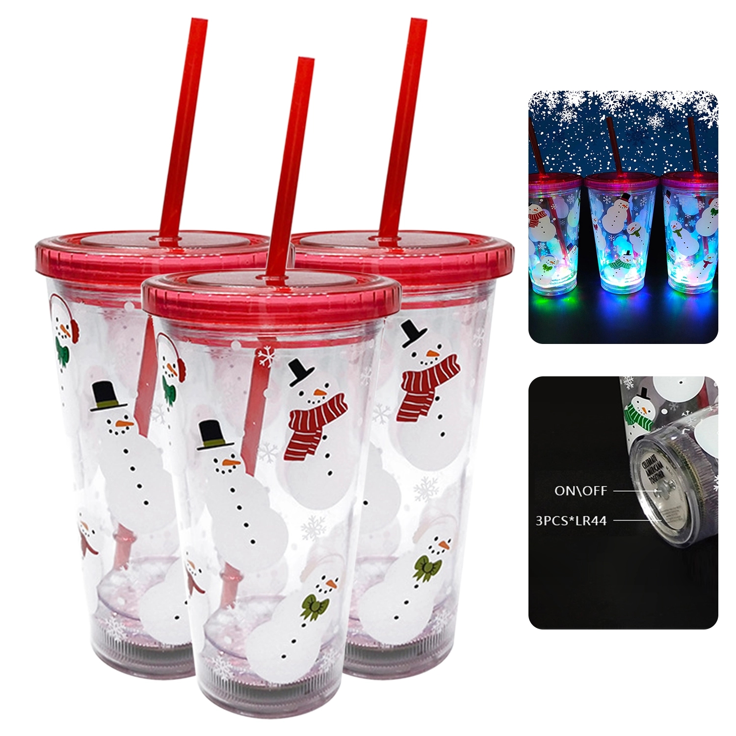 16oz Custom Plastic Led Light Up Cup w/ Straw Lid 2