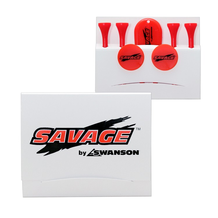 Golf Tee Matchbook w/ Four 2 3/4" Tees 2 Ball Markers 1 Divot Tool