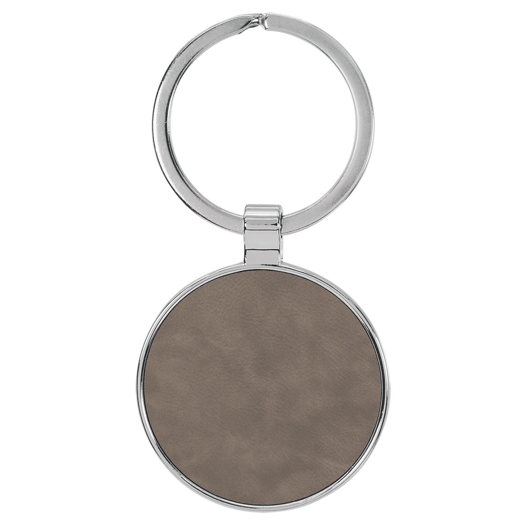 Gray Leatherette/Metal Round Keychain 2