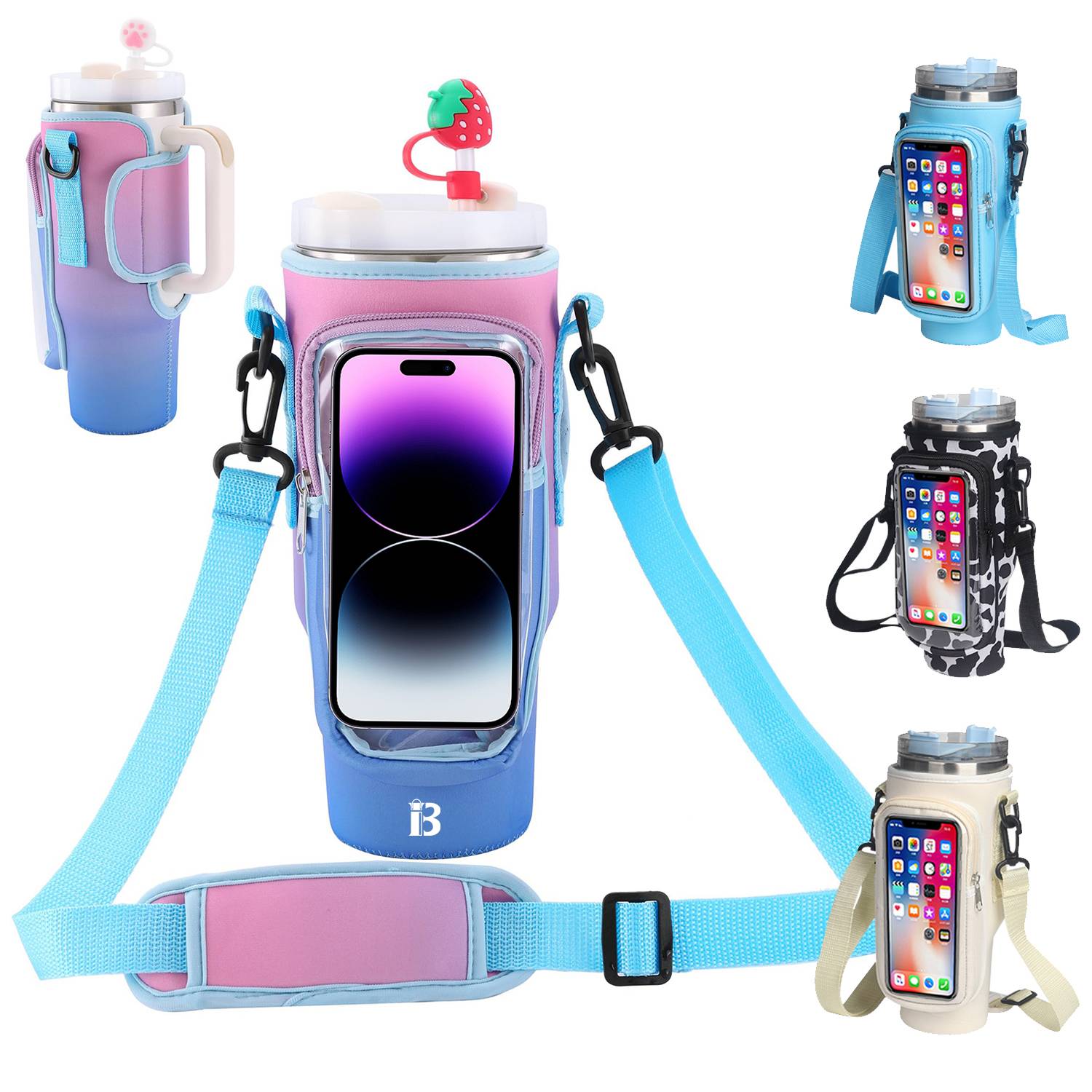 Waterproof Bottle Pouch w/ Phone Pocket for 40 oz Tumbler