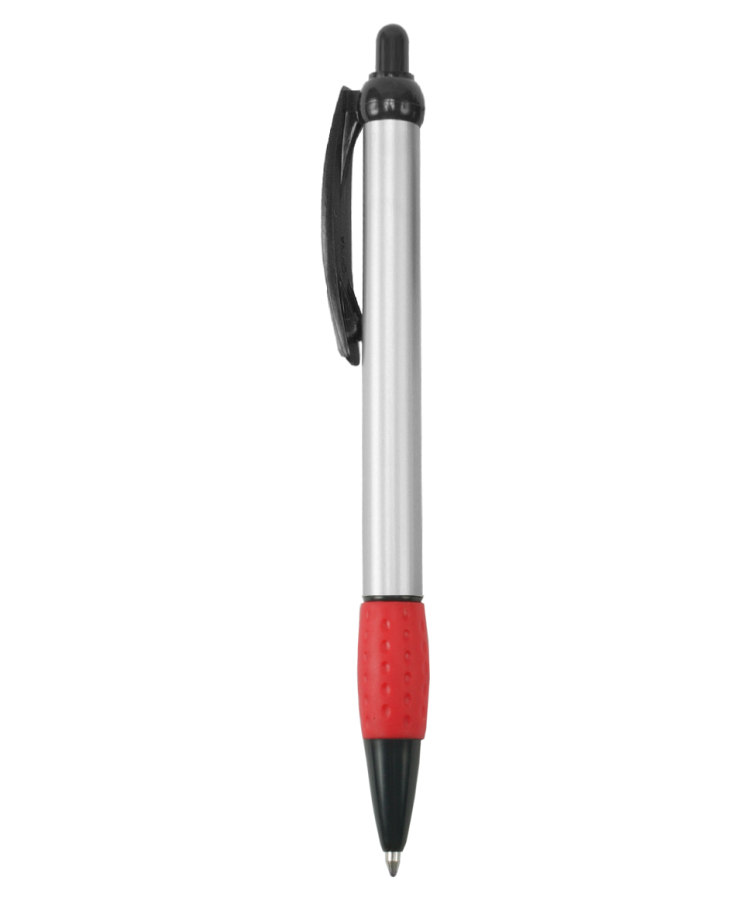 Promotional - Jolly Jotter - Silver Barrels Ballpoint Pens with Colored Trim and Rubber Grip 9