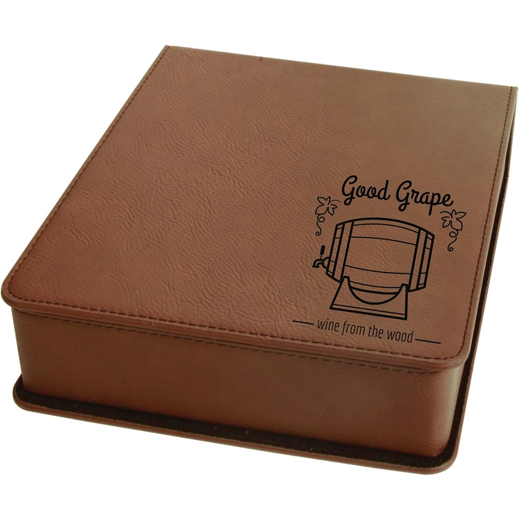 Dark Brown Leatherette 3-Piece Wine Tool Set