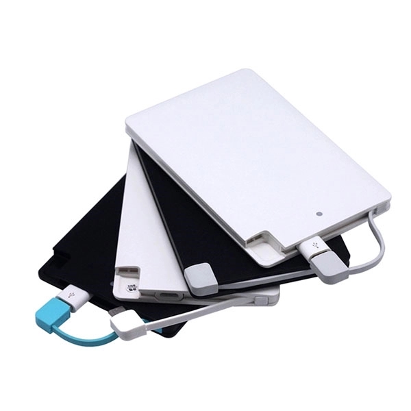 2500mah Credit Card Power Bank with Built In Cable 4
