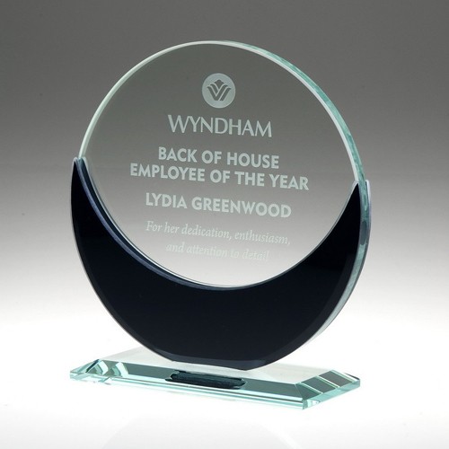 Eclipse Jade Glass Trophy with Black Mirror - Large 1