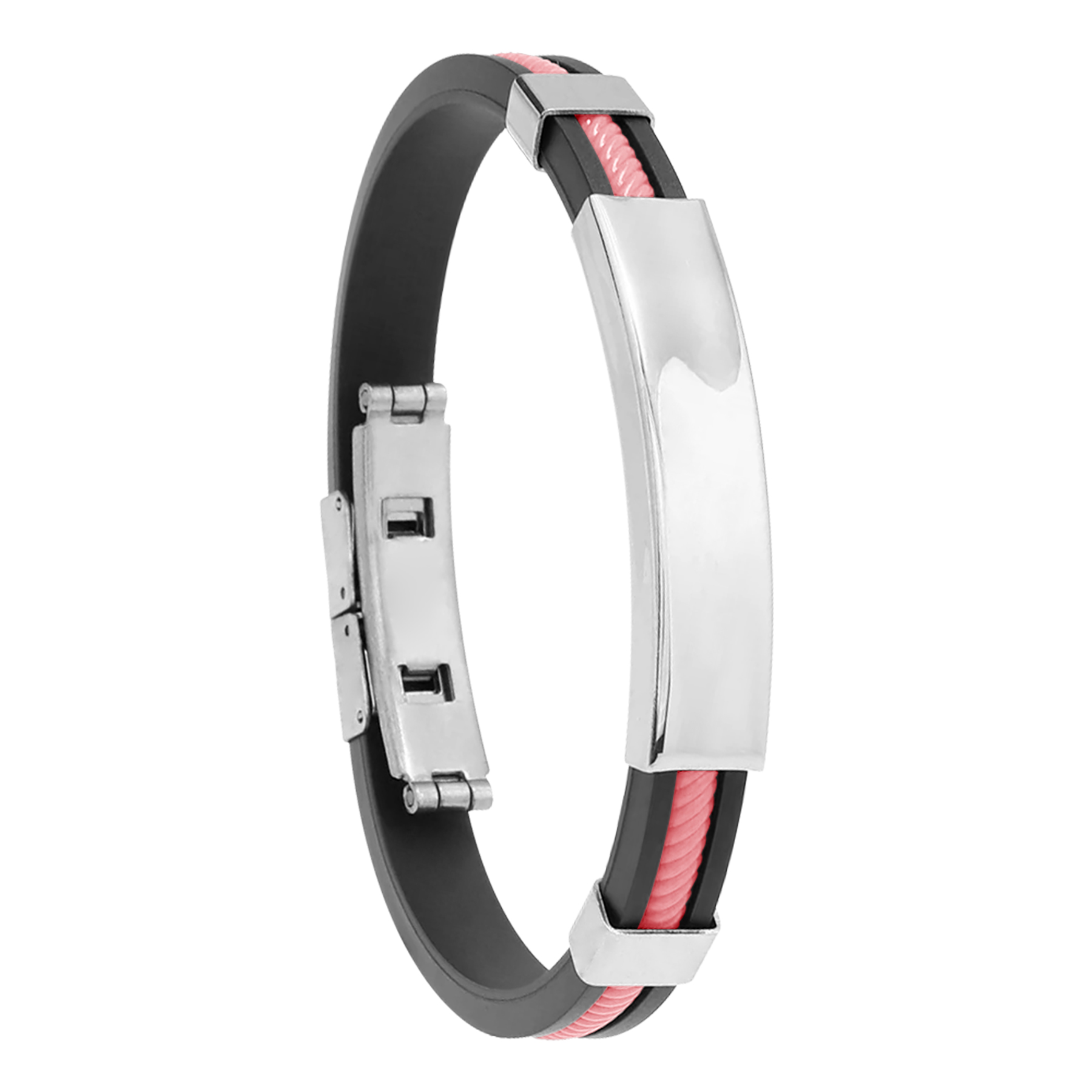 Engraved Silicone Wristband Stainless Steel Bracelets 9
