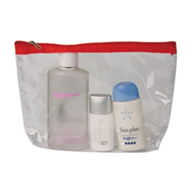 CLEAR COSMETIC TOTE W/ RED ZIPPER 2