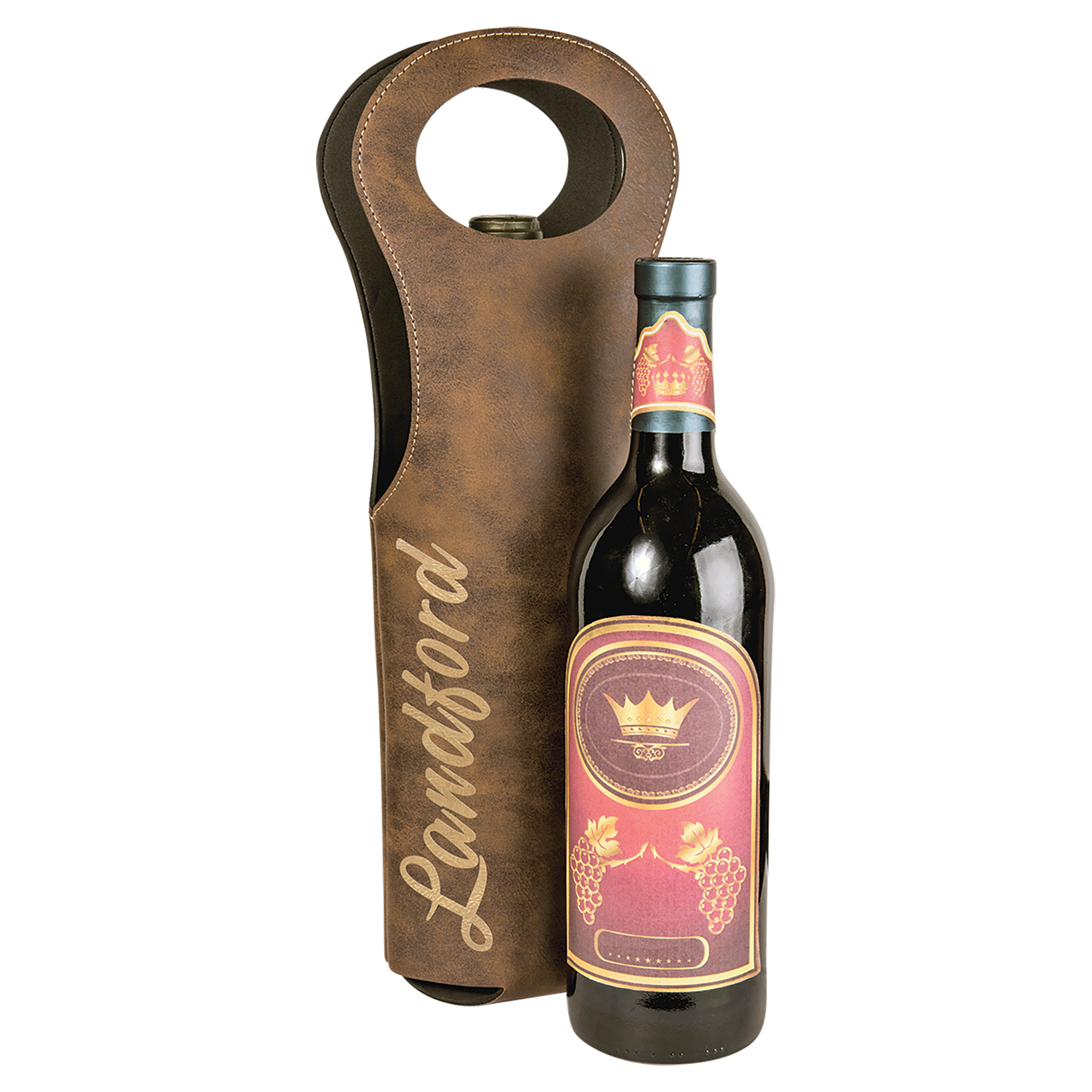 Laser Engraved Leatherette Wine Bag 2