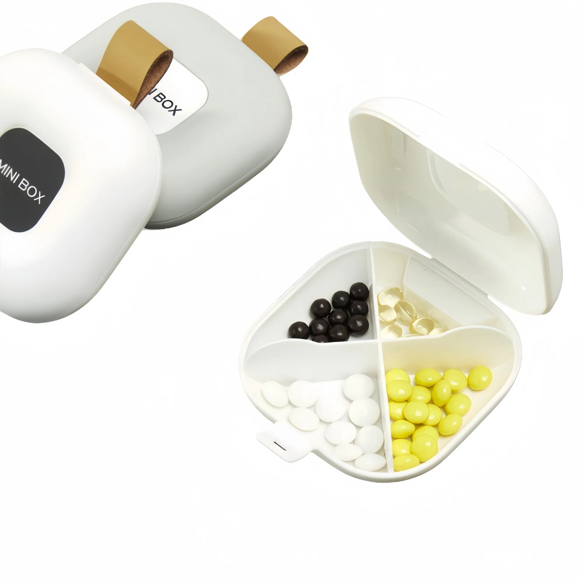 MOQ100 Carry Lanyard Anti-Loss Mini Compartments Pill Box 3