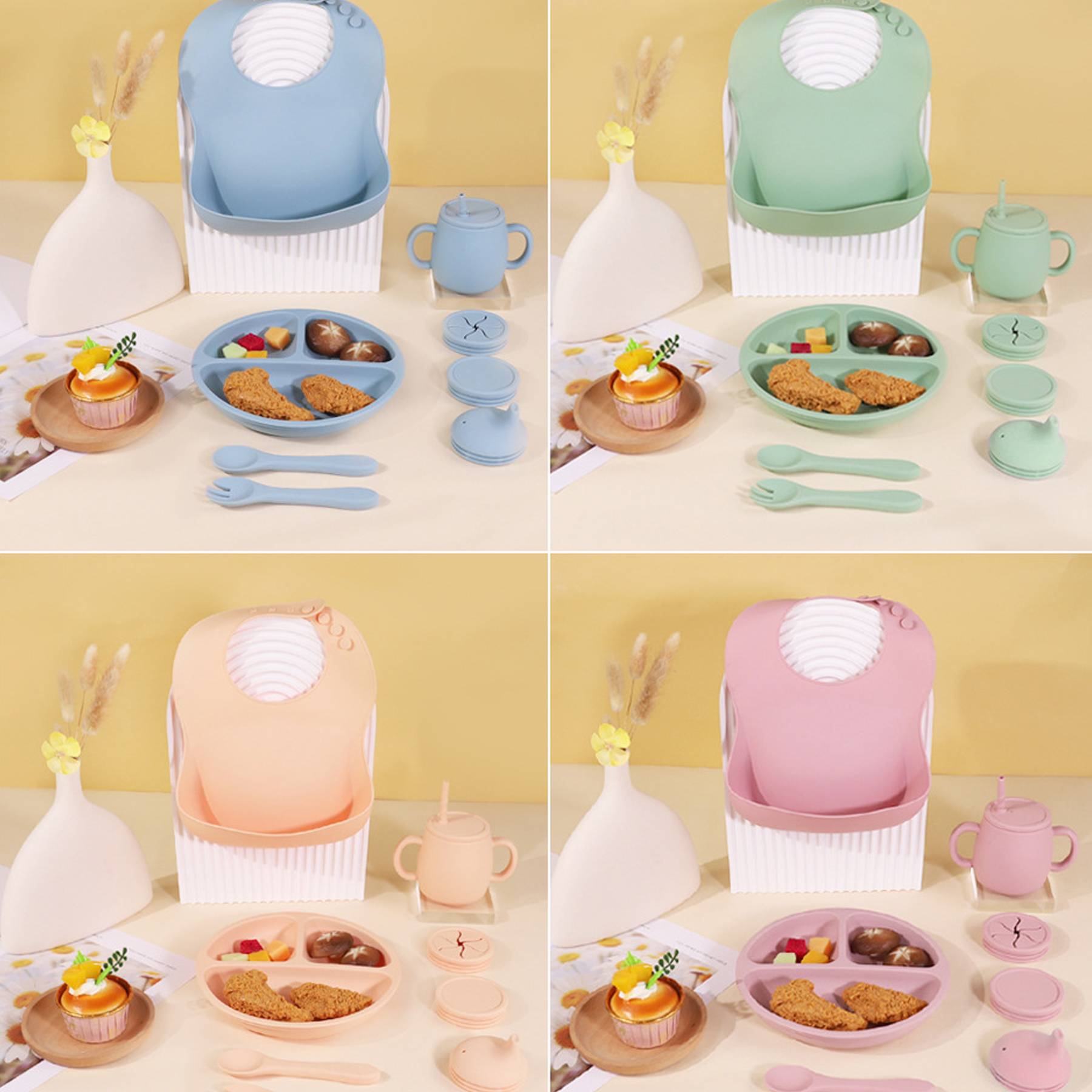 Silicone Baby Bib Set 6