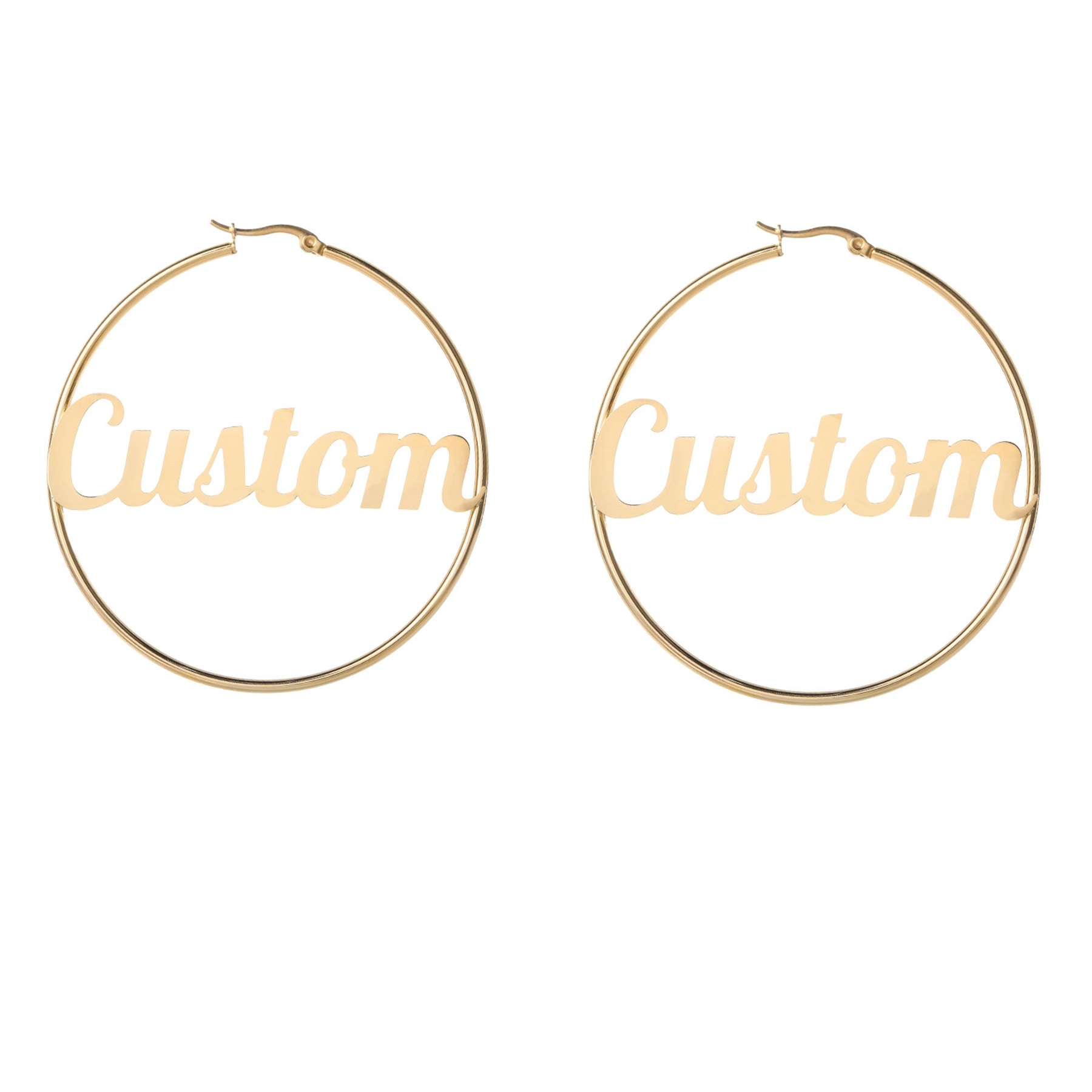 2.4" Big Hoop Earrings Stainless Steel Rose Gold Silver 1