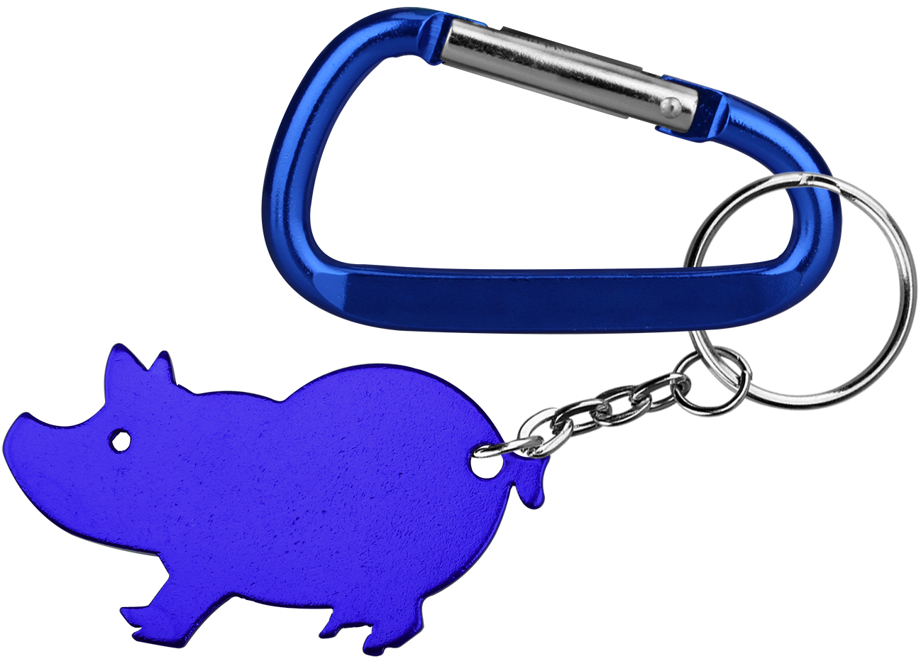 Jumbo size pig shape aluminum bottle opener with split key ring and carabiner 5