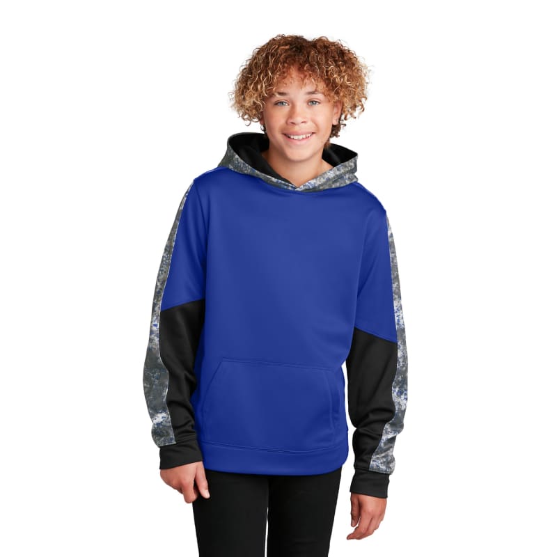 Sport-Tek Youth Sport-Wick Mineral Freeze Fleece Colorblock Hooded Pullover. 21