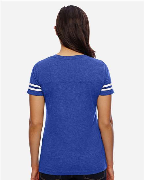 Women's Football V-Neck Fine Jersey Tee - 3537 31