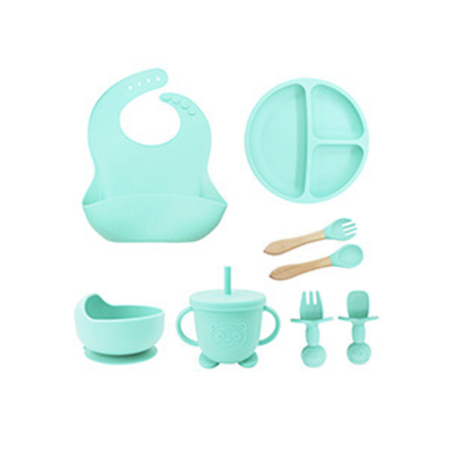 8pcs Silicone Baby Feeding Set 7