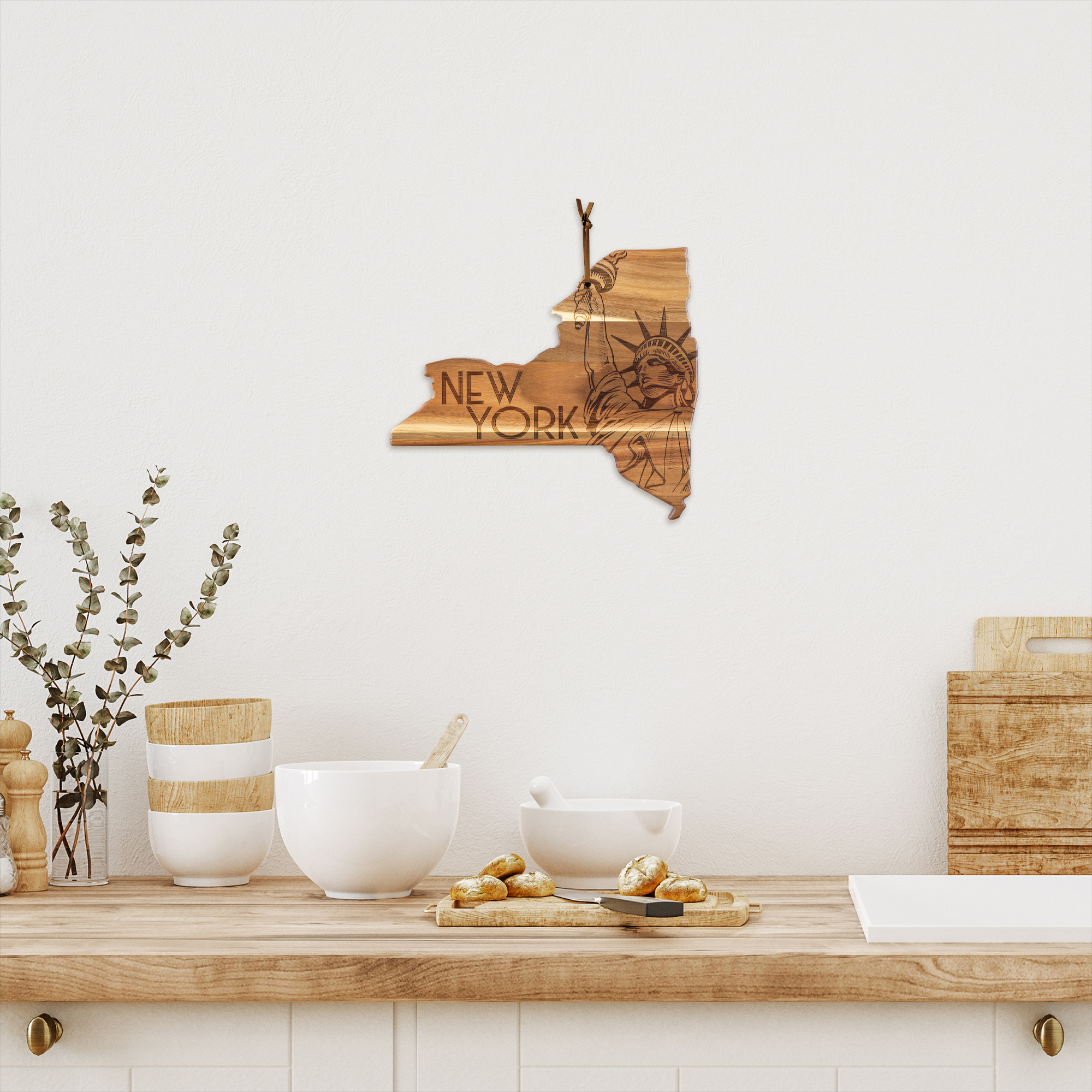 Rock & Branch® Origins Series New York State Shaped Wood Serving and Cutting Board 5