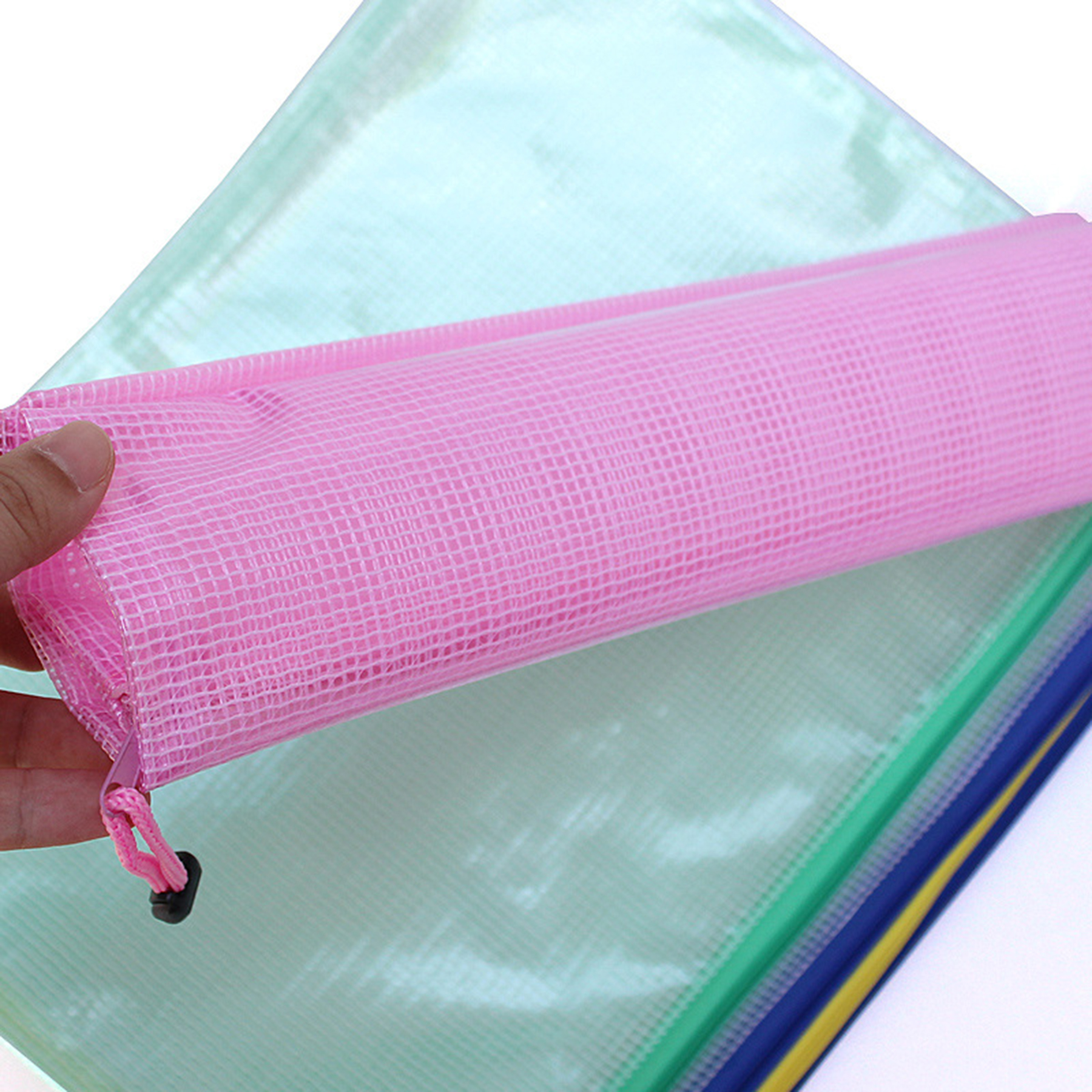 Plastic Mesh Zipper Pouch Document File Bag 4