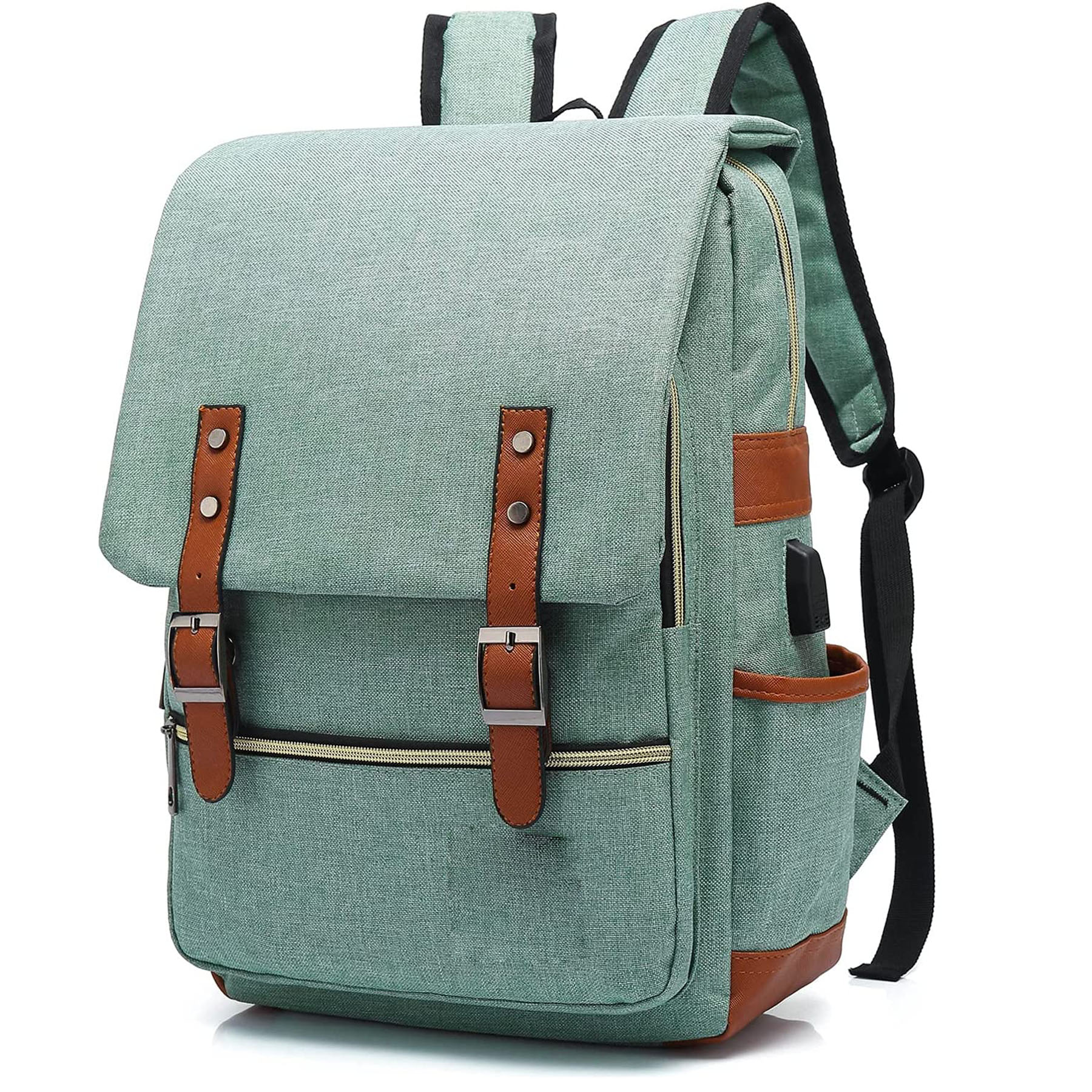 Vintage Laptop Backpack with USB Charging Port 1