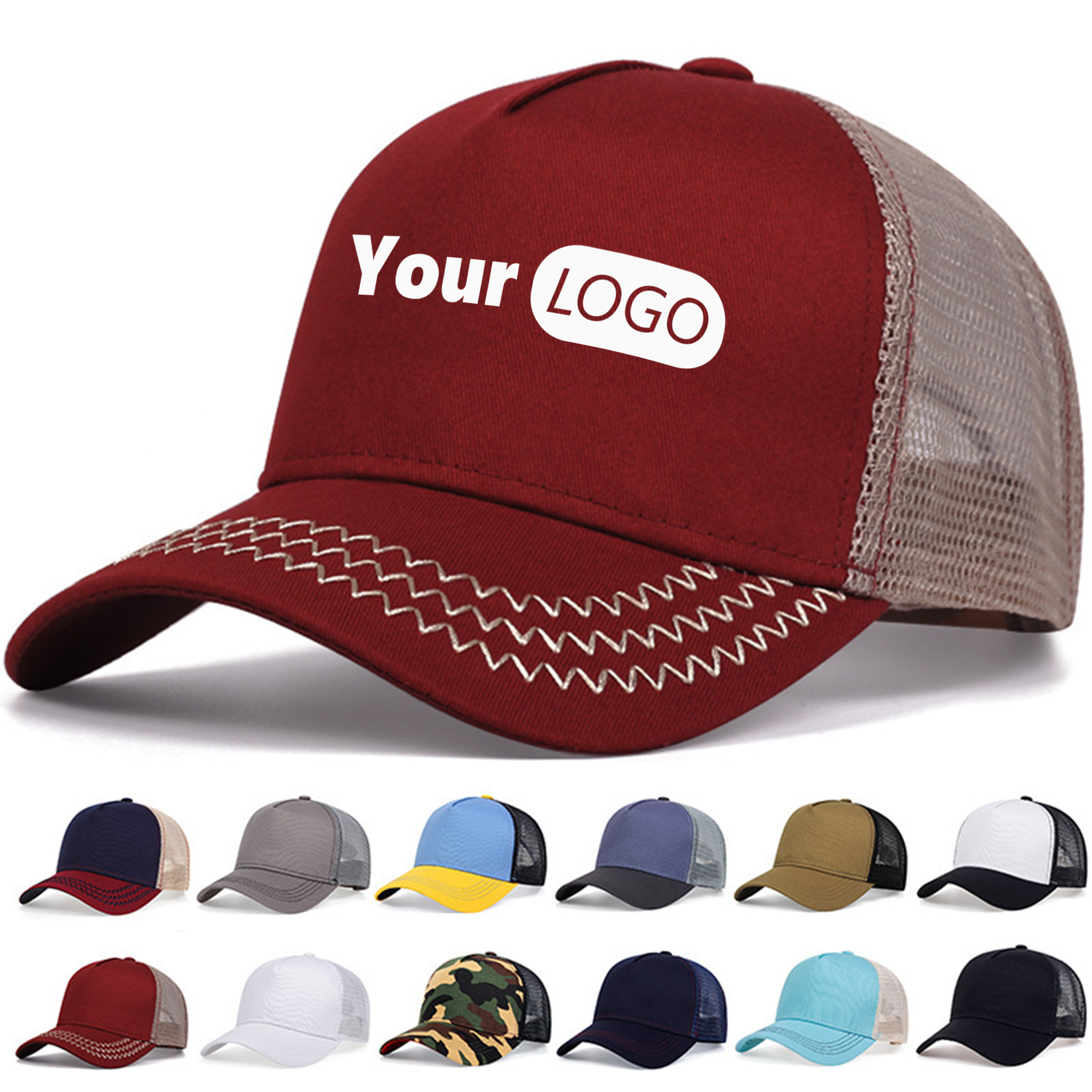Cotton Customizable High Crown Trucker Hat With Foam Front And Mesh Back 2