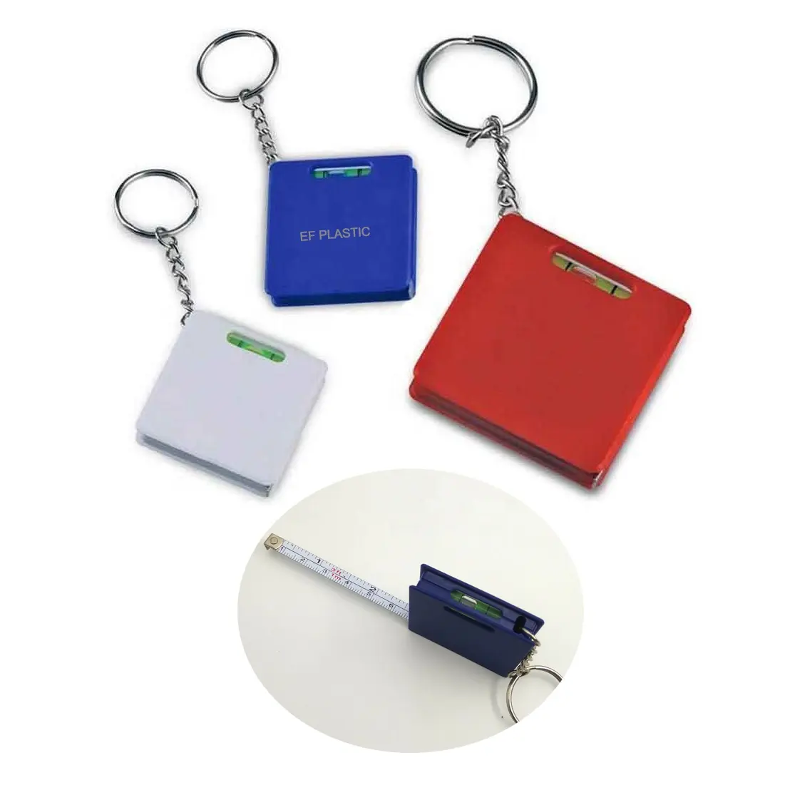 Square Tape Measure with Level & Keychain 2