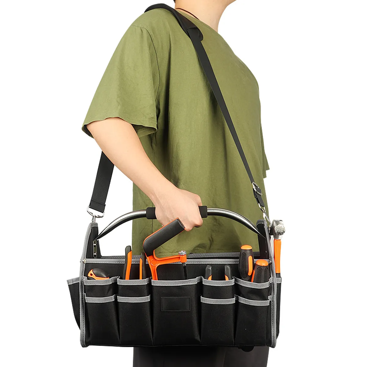 Open Top Tool Tote Bag Organizer with Handle Carrier, custom tote bag with logo imprint 6