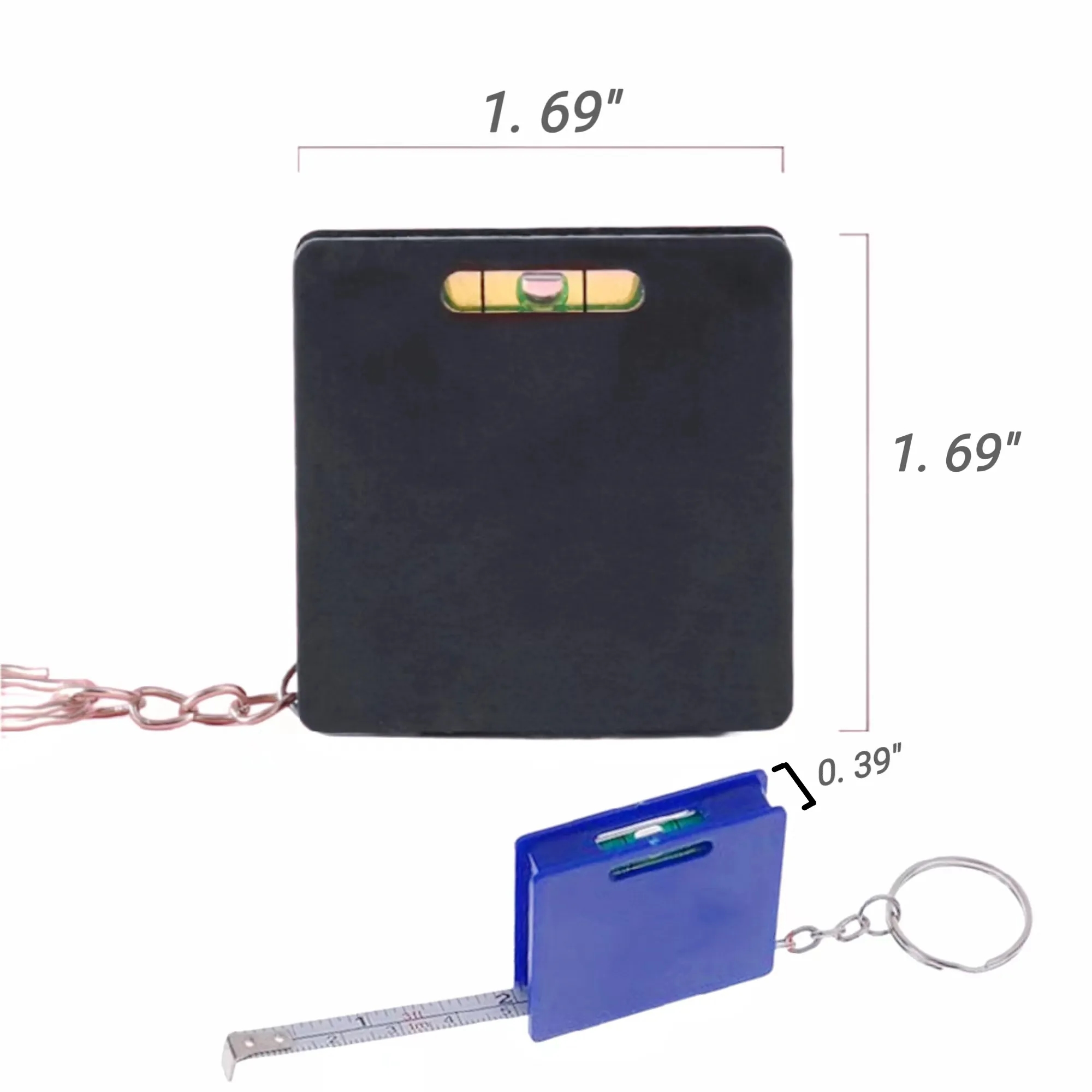 Square Tape Measure Keychain With A Level Gauge 2