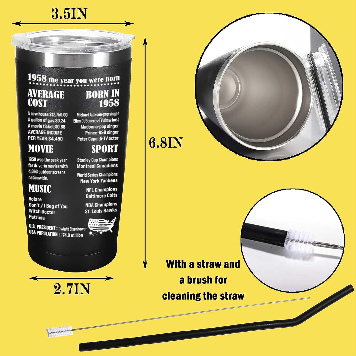 Insulated Travel Tumblers 20 Oz Stainless Steel Tumbler Cup with Lid and Straw Powder Coffee Mug 3