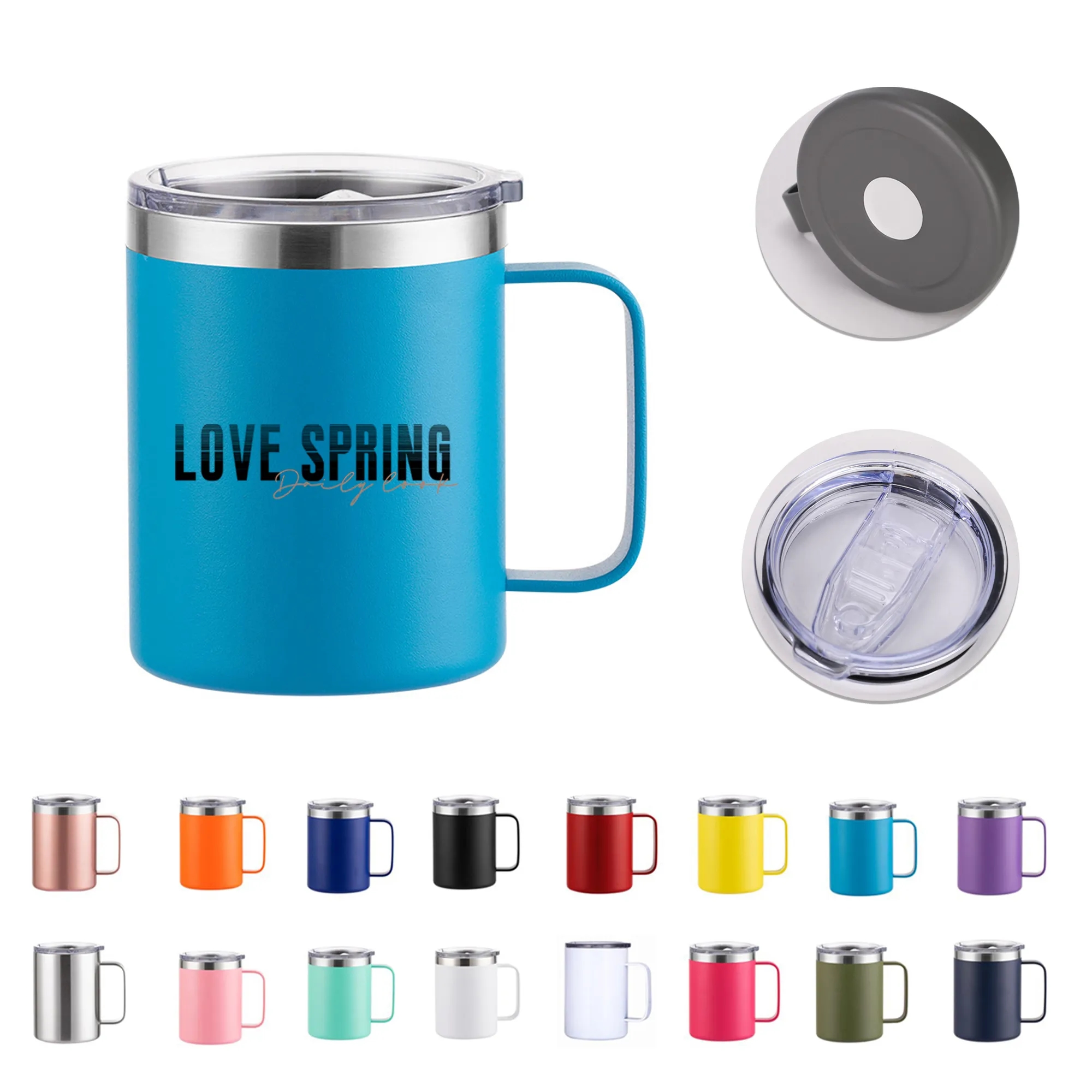 12Oz Stainless Coffee Tumbler Mug Cup With Leak-Proof Lid