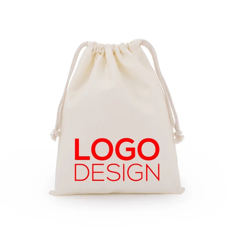 Printed 4" x 6" Natural Cotton Drawstring Bag - 10 oz 2