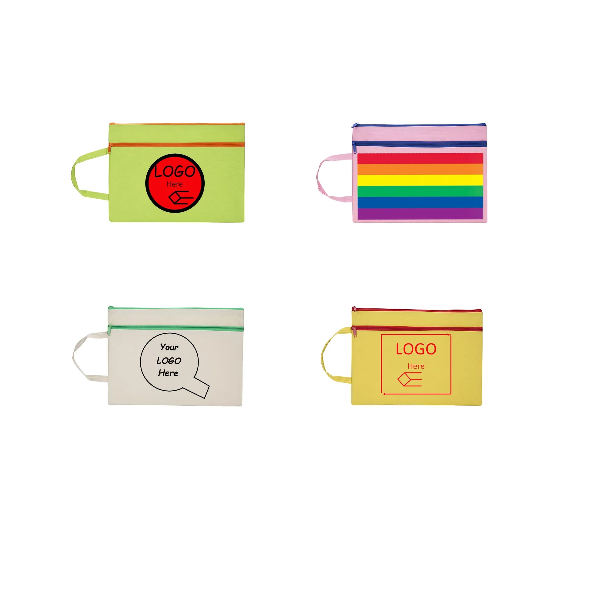 Silkscreen Colored Canvas Zipper Cosmetic Pouch 2