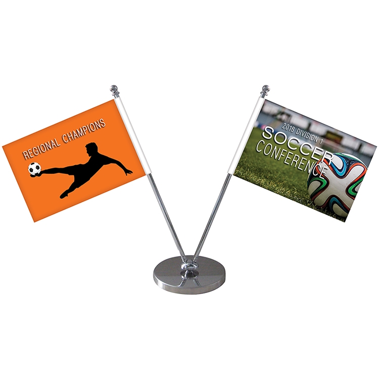 5.1-6.9" Metal Telescopic Flagpole with Two Double Sided Flags 6