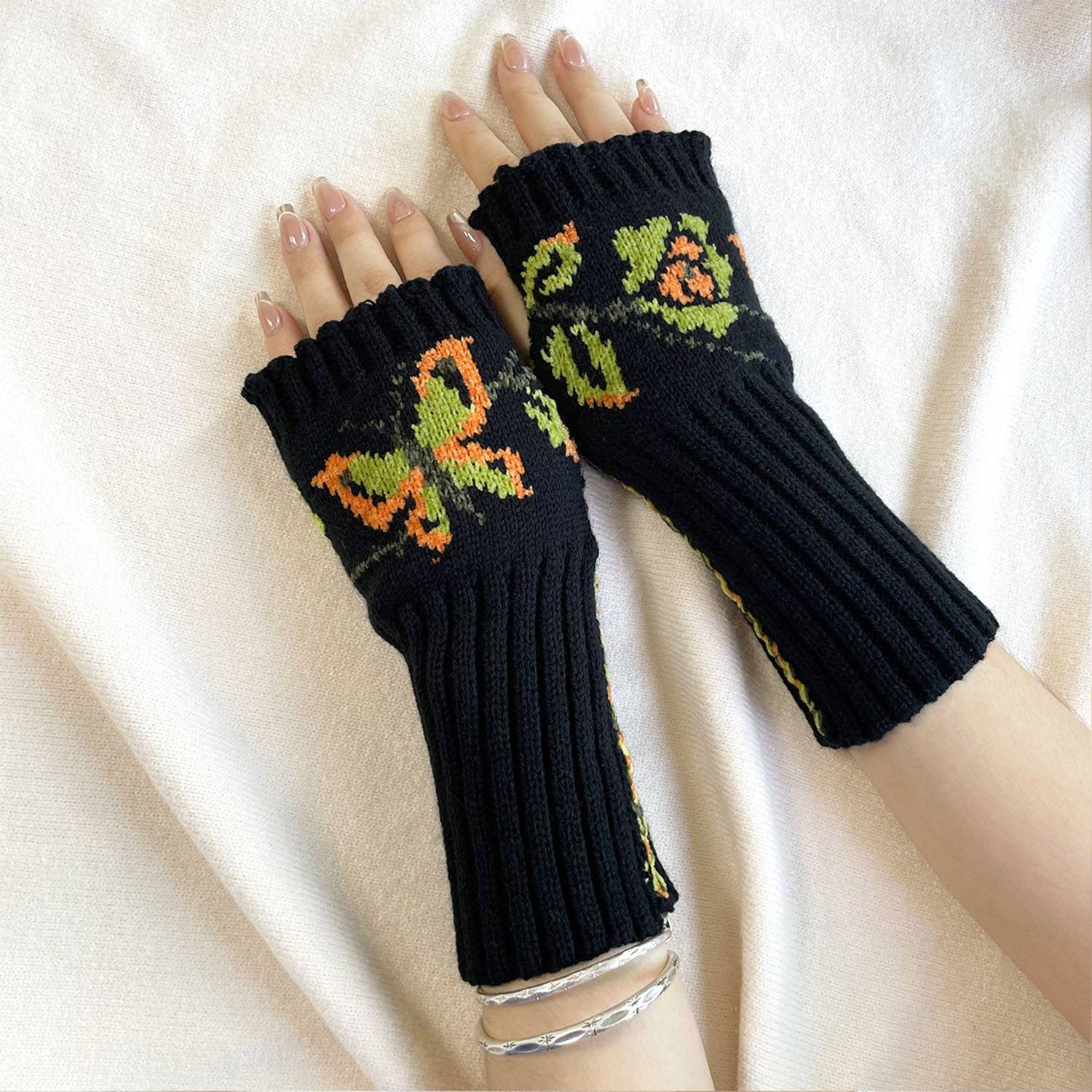 Reversible butterfly fingerless gloves 4