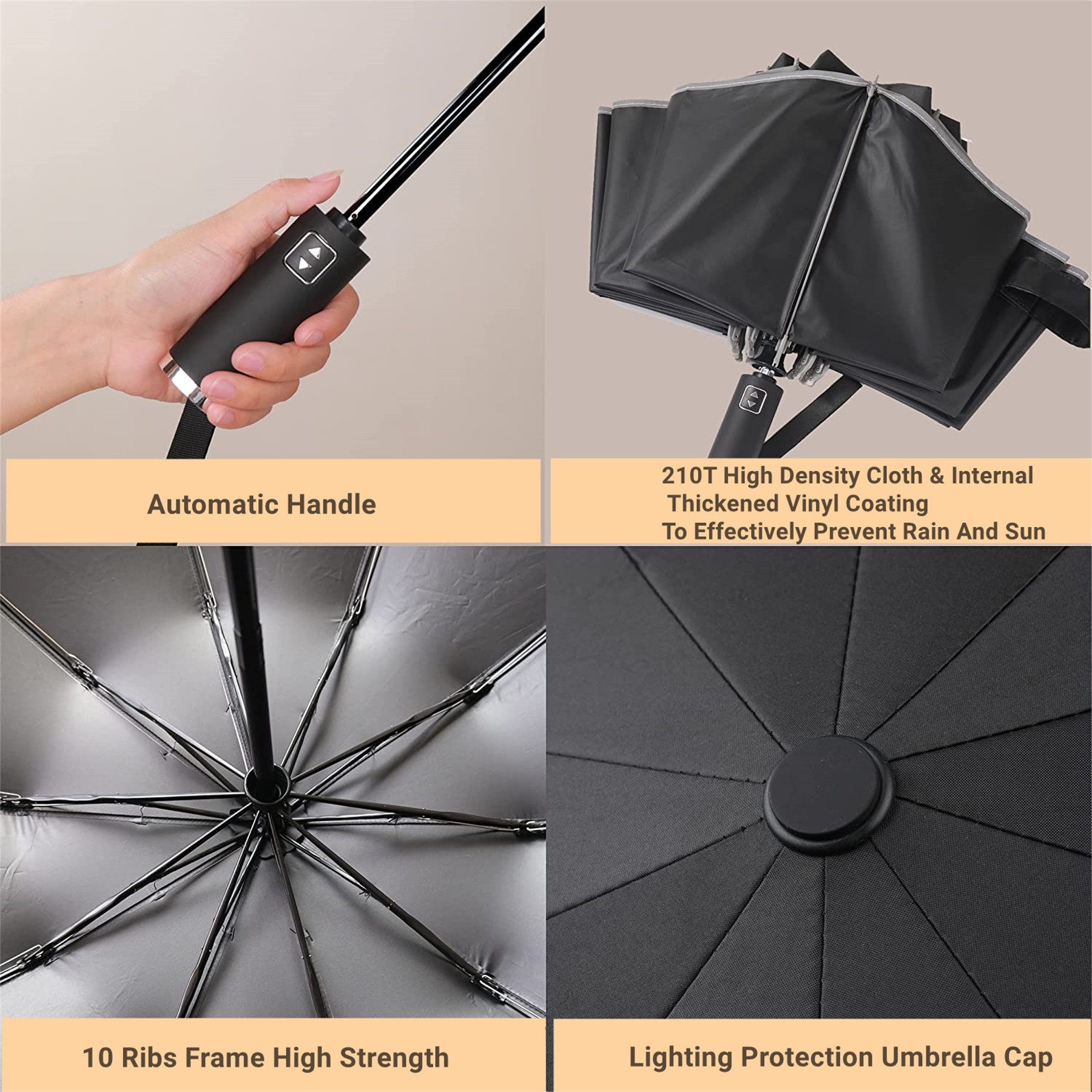47" Arc Automatic Inverted Umbrella For Rain & Sun 3