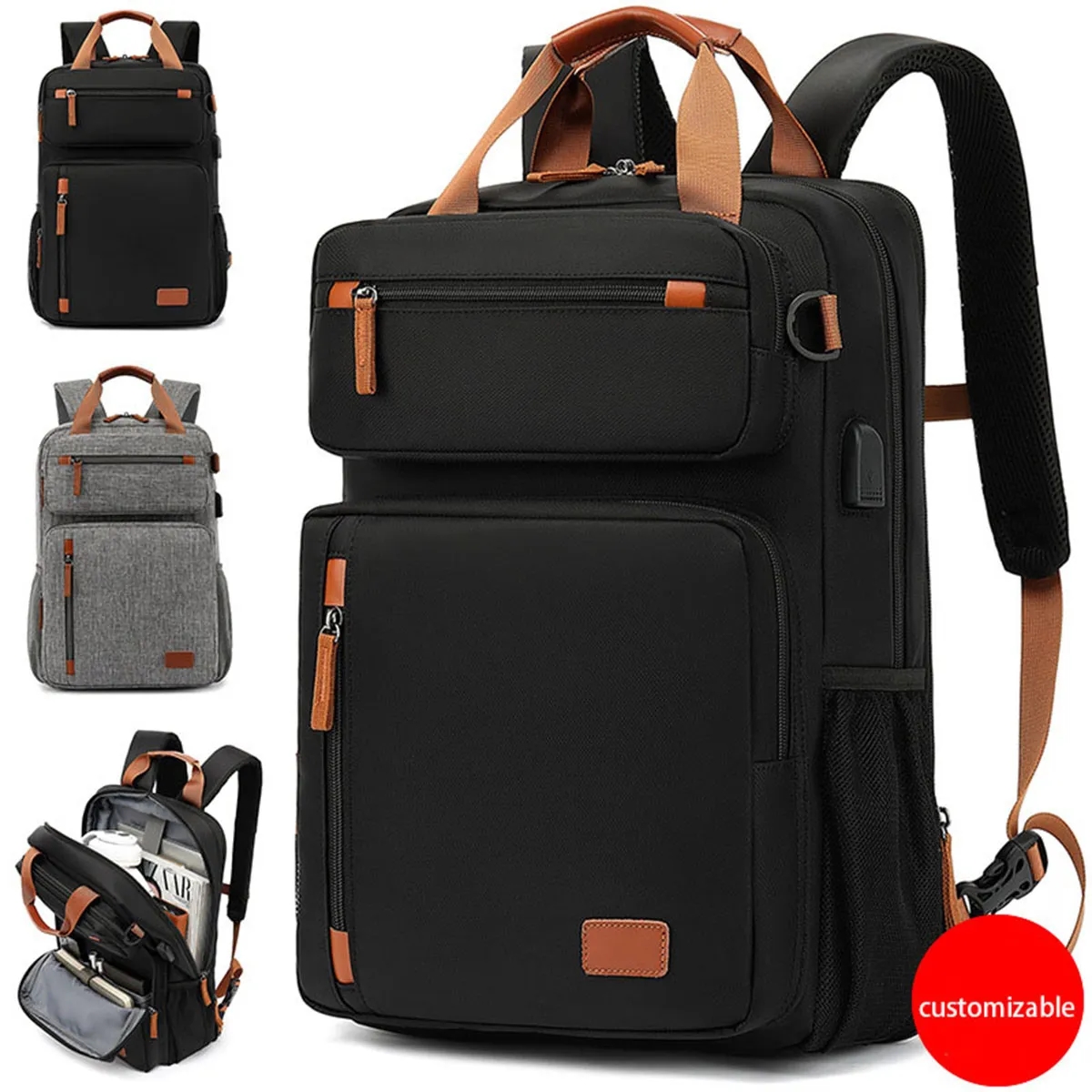 15.6 Inch Laptop Backpack with USB Charging Port ComputerBag 6